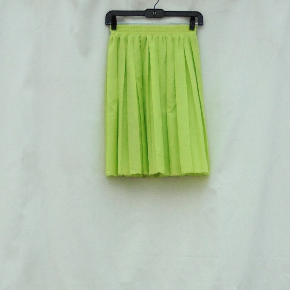 O By Organics Pleated Chartreuse Skirt XS